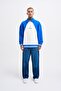 Men's Embroidered Detailed Polo Sweatshirt Ecru-Light Blue - 5