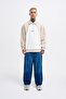 Men's Embroidered Detailed Polo Sweatshirt Ecru-Light Beige - 5