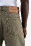 Men's Jacquard Baggy Jean Trousers Khaki - 4