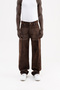 Men's Suede Finish Baggy Jean Trousers Brown - 2