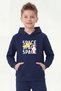Kangaroo Pocket Hooded Print Detailed Boys' Kangaroo Top - 3