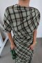 Asymmetrical Cut Plaid Blouse Skirt Set - 3