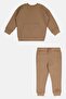 Toddlers Boy 2Pcs Brand Logo Long Sleeve Sweatshirt With Jogger Pants Set, Brown - 2