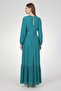 Women Pleated Maxi Dress, Turquoise - 4