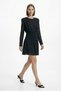 Black Patterned Waist Tie Dress 2808 - 2