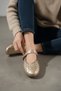 Yuppi Braided Gold (2 cm) Oval Toe Daily Use Ballerinas - 4