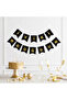 Happy Birthday Banner Black with Gold Lettering Party Decoration