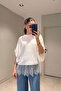 Batwing Sleeve Skirt Lace Detailed Mercerized Blouse - Ecru - 2