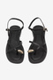Women's Black Comfortable Fit Cross Sandals with Ring Detail - 2