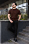 Men's Premium Striped Summer Coffee Color Slim Fit Knitwear T-Shirt - 6