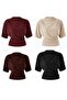 Women's 4-Piece Advantage Package Claret Red, Black, Beige, Brown Body-Fitting Boat Neck Bat Sleeve Blouse 0067