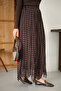 Women's Polka Dot Detail Side Tie Chiffon Maxi Skirt Brown - 2