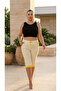 Large Size Elastic High Waist Stone Embroidered Lace-Up Lycra Denim Women's Capri