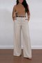 Women's High Waist Wide Leg Detailed Imported Crepe Trousers with Pockets - 4