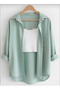 Women's Beige, Pink, Navy Blue, Mint Green, Blue Cotton Oversized Linen Single Pocket Casual Shirt - 5