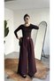 Women's Burgundy Hidden Belt Extra Loose Wide Leg Pants High Waist - 2