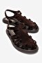 Alone Brown Suede Genuine Leather Women's Sandals