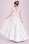 Girl's V-Neck Detailed Elegant Satin Dress Graduation Birthday White Satin Dress - 3