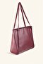 Large Size Hand and Shoulder Bag - Burgundy - 2