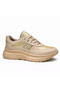 Women's Beige Gold Glitter Thick Sole Sneaker Daily Comfortable Sports Shoes - 4