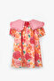 Powder Pink Pointed Collar Floral Patterned Girl's Dress - Megan - 6