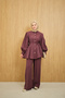 Women's Waist Drawstring Gold Button Detail Trouser Suit Plum