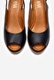 Helina Navy Blue Genuine Leather Women's Wedge Heeled Sandals - 2