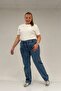 59036 Plus Size Jeans with Elastic Waist and Pocket Look - Navy Blue