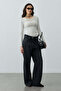Sparkly Baggy Straight Fit Denim Trousers Black - 7