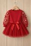 Girl's Set with Satin Ribbon Tutu Skirt and Daisy Embroidered Tulle Sleeves - 2