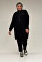 47088 Plus Size Shoulder Stone Detailed Trouser Suit - Black - 4