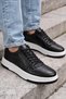 Efnan Shoes Men's Dark Black Polyurethane Lightweight Orthopedic Stitched Sole Daily Sports Walking Shoes - 3
