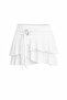 New Season White Asymmetrical Cut Layered Ruffle Detailed Buckle Detailed Gathering Mini Short Skirt
