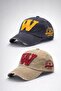 Unisex Set of 2 Vintage Hats, Vintage Washed W Embroidered Adjustable Hat, W Hat