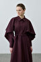 Cape Detailed Dress in Plum Color - 4