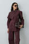 Sparkly Cape Detailed Denim Shirt Jacket Burgundy - 8