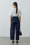 High Waist Pleated Bomb Denim Trousers Navy Blue - 4