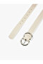 Faux Leather Belt with Metal Buckle - 3