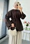 Premium Guipure Piping Poplin Shirt Tunic - Brown