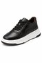 Efnan Shoes Men's Dark Black Polyurethane Lightweight Orthopedic Stitched Sole Daily Sports Walking Shoes - 2