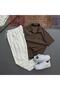 Raporlu Ottoman Brown Half-Zip Tshirt - White Pants Set - 3