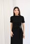 Women's Modal Fabric Waist Buckle Detailed Midi Dress Stylish Casual Office Dress - 3