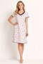 Women's V-Neck Lace Detail Half Sleeve Floral Patterned Summer Cotton Soft Curve Nightgown - 4
