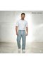 Men's Baggy Blue Green Tinted Jean with Elastic Waistband, Relaxed Fit, Wide Legs, Straight and Full Fit - 2