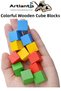 Colorful Wooden Cube Blocks 3X3X3Cm 96Pcs Wood Colorful Square Block Educational Developer Toy Cube Mat - 5