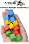 Colorful Wooden Cube Blocks 2.5X2.5Cm 32Pcs Wood Colorful Square Block Educational Developer Toy Cube m - 3