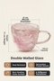 Pink and White Floral Double Wall Glass Mug, 350 Ml, 11 cm X 8 cm - 2