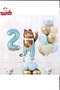 Cute Teddy Bear Bear Foil 2 Year Old Blue Foil Birthday Party Set Ornament - 4
