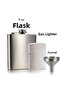 9 oz Steel Flask & Gasoline Lighter & Funnel Gift Set Flask Set Whiskey Cognac Alcohol Bottle