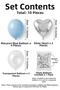 Blue Silver Heart Balloon Set 10 Pieces with Confetti Birthday Party Decoration - 2